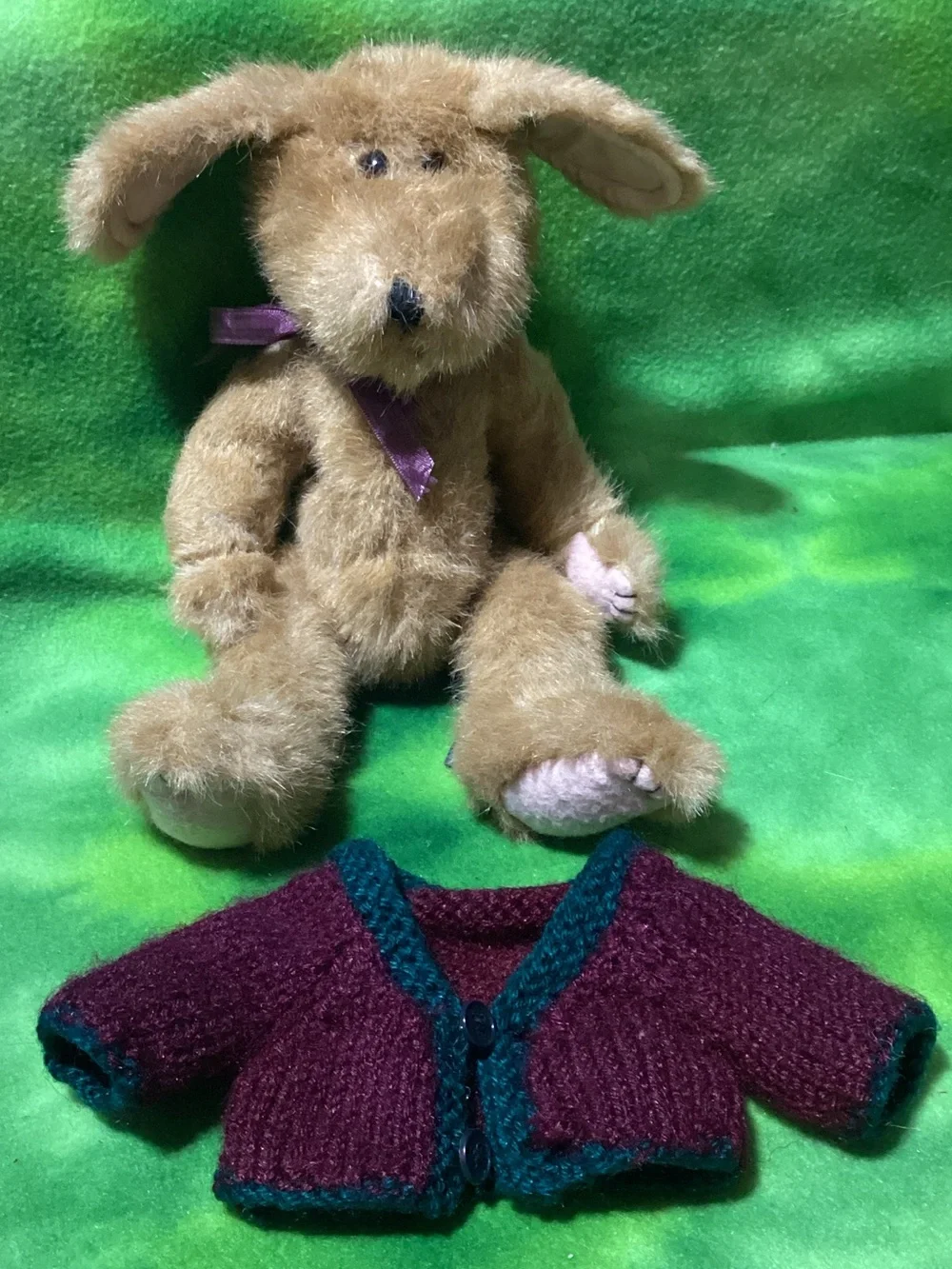 Boyds Bears Betty Biscuit Tan Plush Puppy with Removable Burgundy Sweater